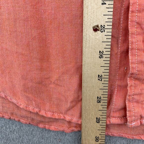 Daniel Cremieux Button Shirt Mens Medium Linen Short Sleeve Salmon Color - Picture 7 of 13